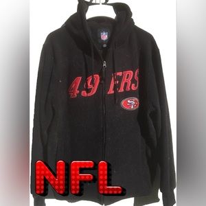 NFL SF San Francisco 49ers Fleece Zip Up Jacket Full Zip Pockets Hooded Mens L
